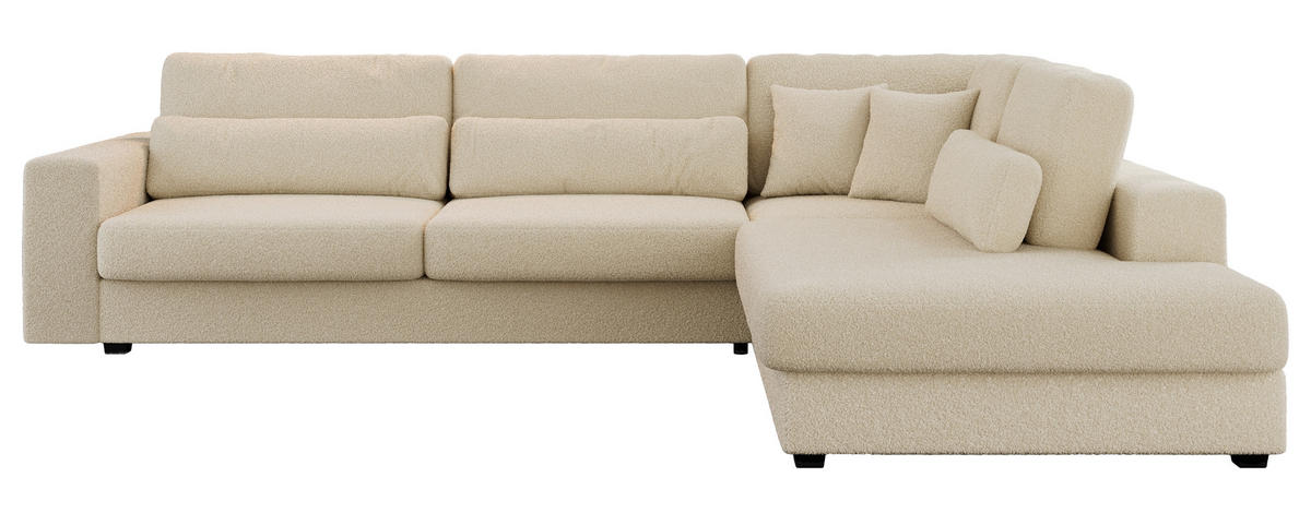 ECKSOFA Savona Beige Boucle - rechts - Beige/Schwarz, Kunststoff/Textil (249/316cm) - MKS