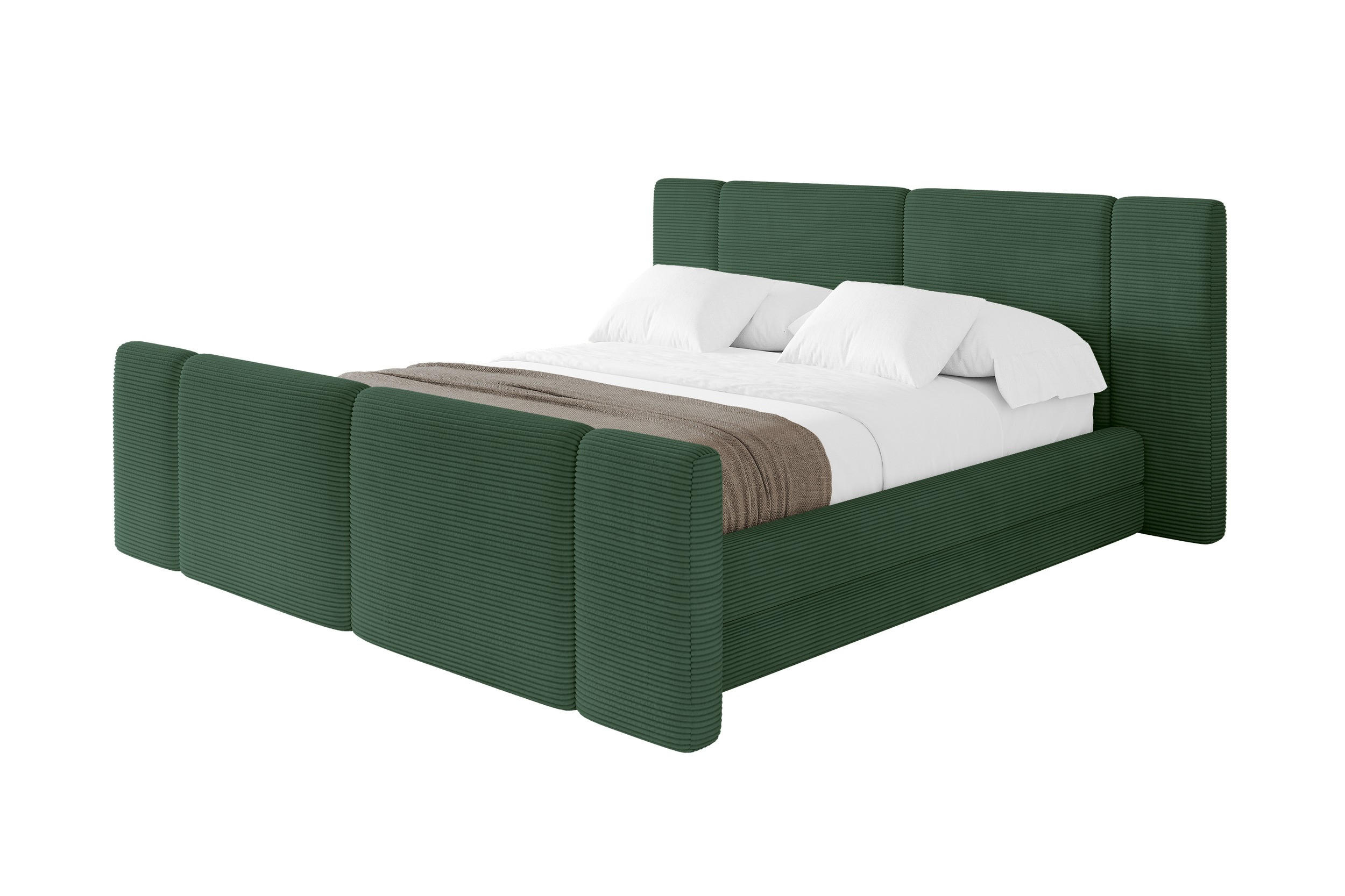 POLSTERBETT mit Bettkasten, Fußteil und Lattenrost, Bett mit Matratze H3/H4 - TEVO-Z 140x200 Grün - Grün, Holzwerkstoff/Textil (140/200cm) - ALTDECOR