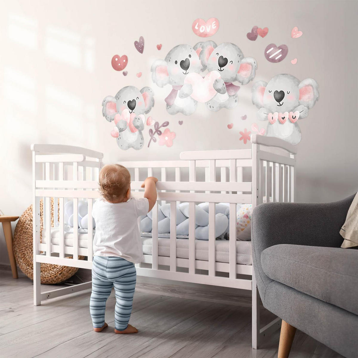 WANDAUFKLEBER 130x183cm - Pastellfarbene Koalas - Multicolor, Kunststoff (130/183/0.1cm) - Wallfluent