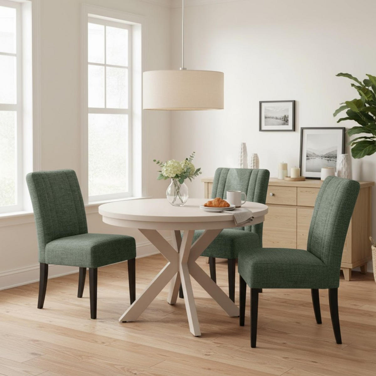 STUHL FREYA mit schwarzen Holzbeinen, Polsterstuhl, Dunkelgrün - Dunkelgrün/Schwarz, Holz (47/94/42cm) - Beautysofa