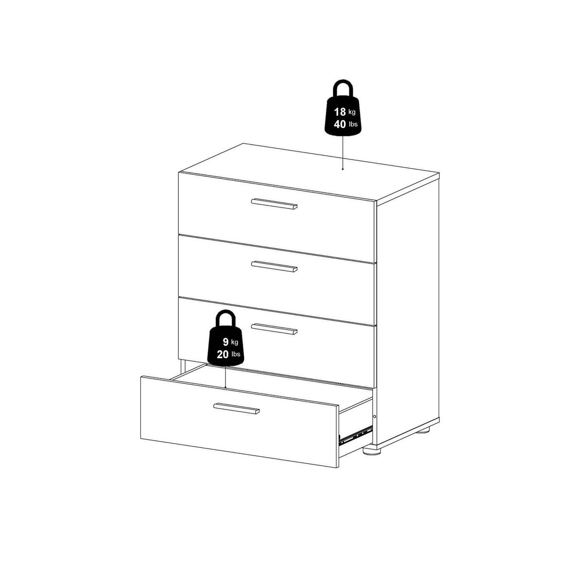 KOMMODE Schwarz 40.25/70/82 cm - Schwarz, Holzwerkstoff (70/82/40cm) - DMORA