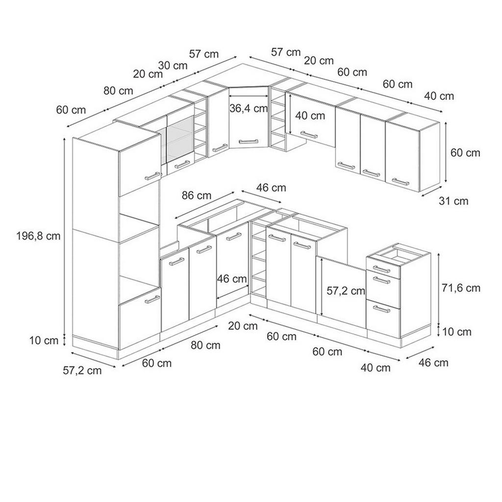 Thumbnail - Vicco Eckküche, Anthrazit, Honigeiche, Holzwerkstoff, L-Form,Formgebogen, 247x81.6x46 cm, Küchen, Eckküchen, Eckküchen o...
