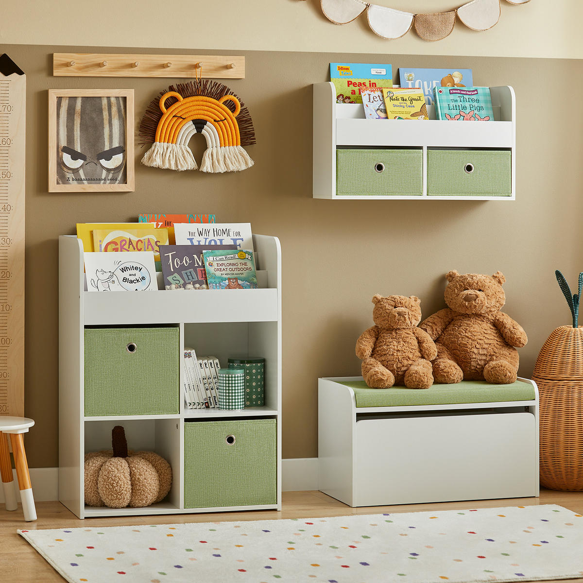 KINDERREGAL Weiß - Weiß/Grün, Holzwerkstoff (60/36/20cm) - SoBuy