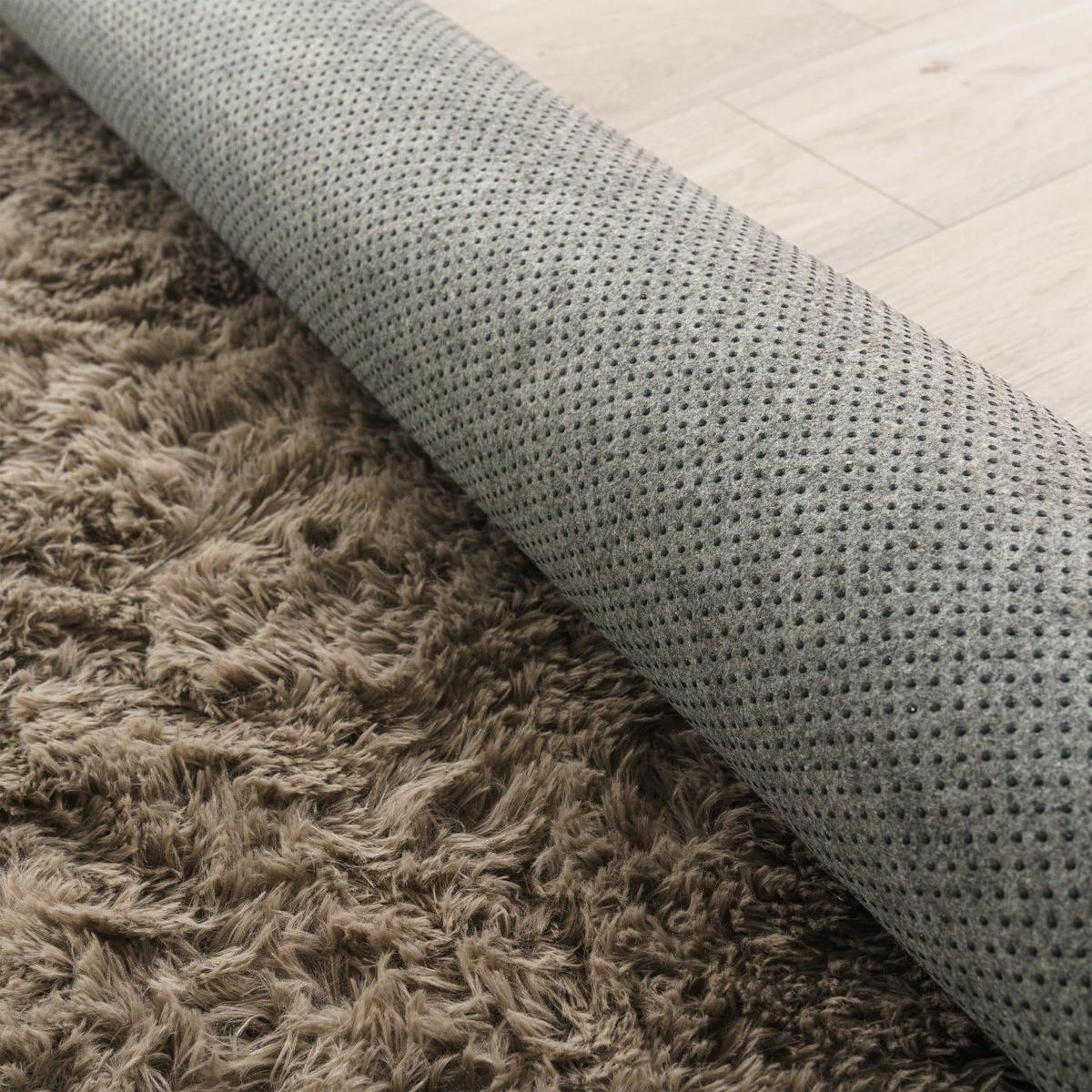 HOCHFLORTEPPICH 120/120 cm Silky 591 - Taupe, Kunststoff (120/120cm) - Paco Home