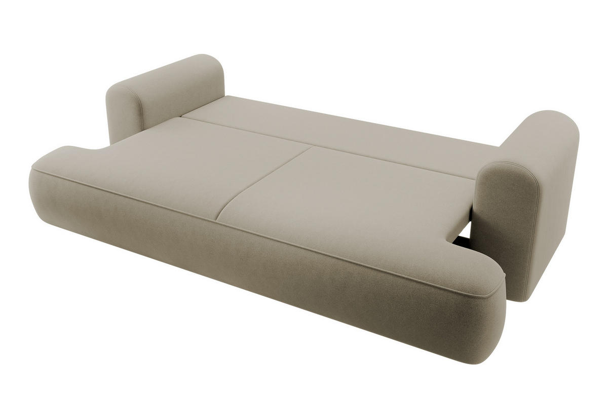 SCHLAFSOFA Ovo Beige Velours - Sandfarben, Textil (250/99/110cm) - Selsey