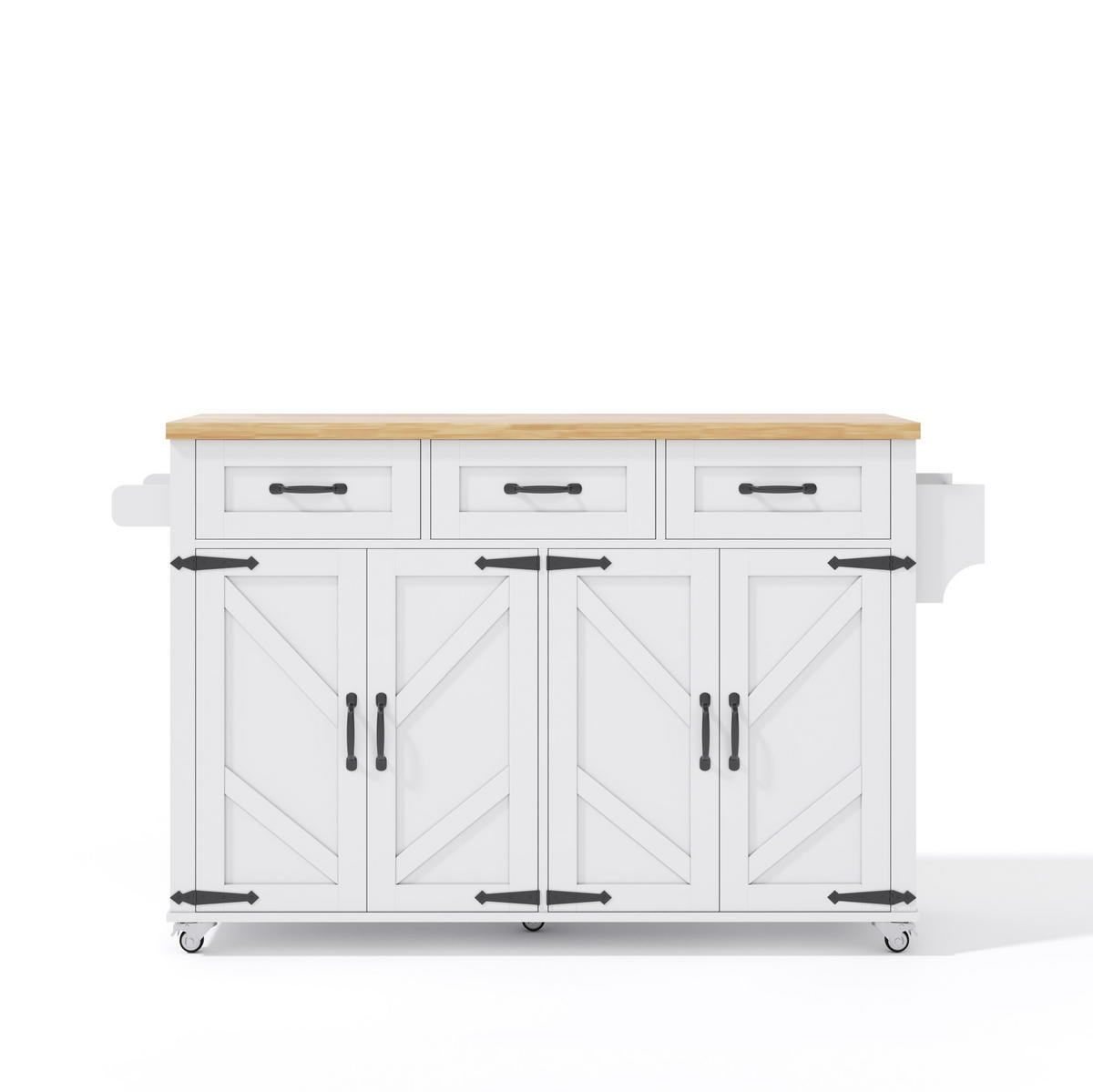 KÜCHENINSEL mit klappbarer Arbeitsplatte 140x43(70)x90,5 cm White/Natural - Weiß, Holz (70/90.5/140cm) - Beauniv