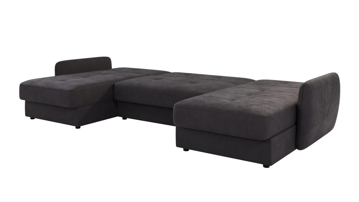 WOHNLANDSCHAFT Lupo Graphit Mikrofaser - Graphitfarben/Schwarz, Holz/Kunststoff (311/86/147cm) - S-Style Möbel