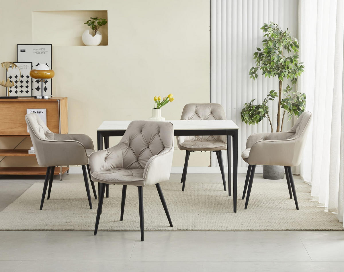 ESSZIMMERSTUHL LUKK dunkelbeiger Sitz, schwarze Beine - Beige/Schwarz, Textil (56/83.5/62cm) - Valora