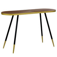 KONSOLENTISCH dunkler Holzfarbton/gold oval Ramona - Dunkelbraun/Goldfarben, Holzwerkstoff (120/41/72cm) - Beliani