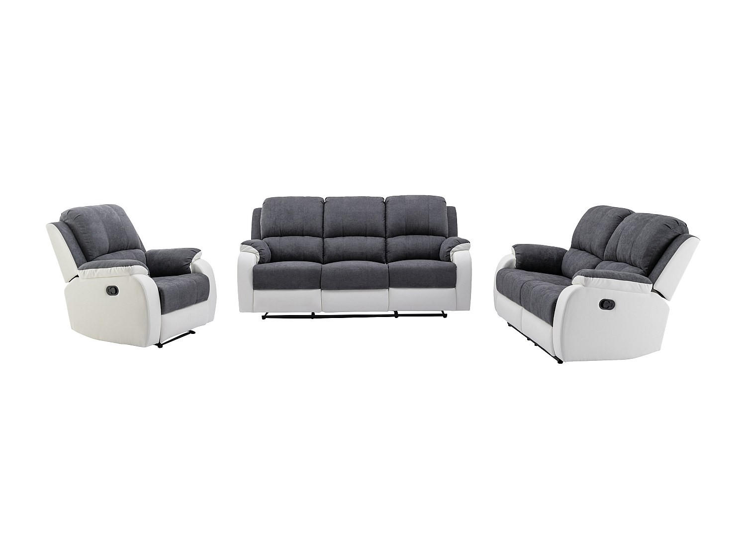 COUCHGARNITUR mit Sessel - 6 Personen - stoff - grau, weiß Brody - Weiß, Kunststoff/Textil (87/99/98cm) - Vente-Unique