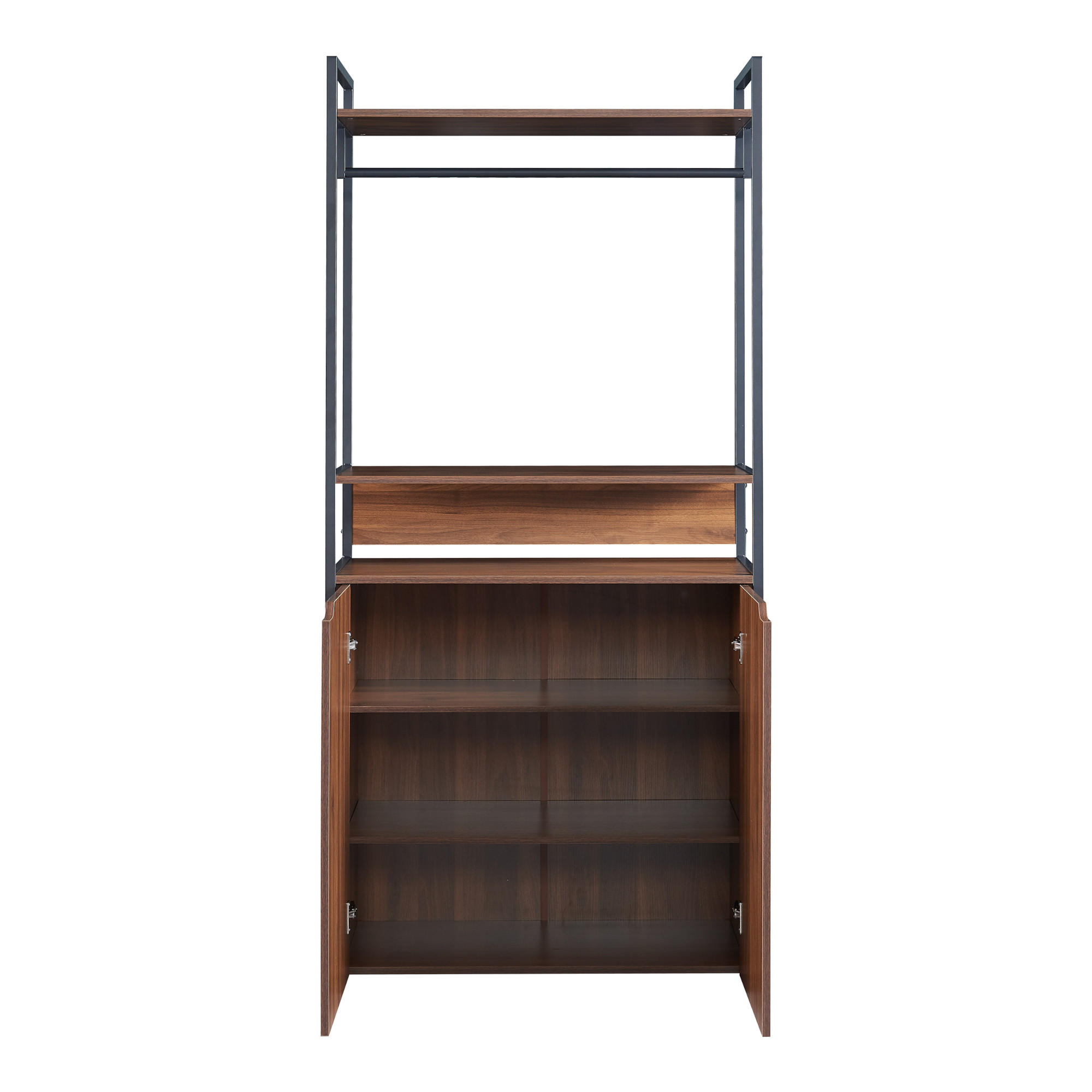 GARDEROBENSTÄNDER Larem - Walnussfarben/Schwarz, Holzwerkstoff/Metall (84/180/40cm) - [en.casa]