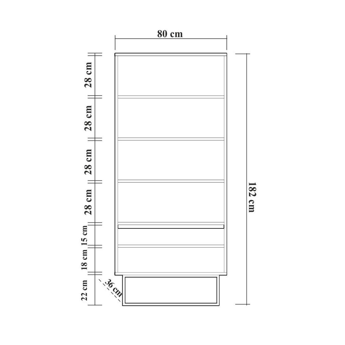 REGAL mit 3 Regalböden und 2 Türen, Nussbaumdekor, H182 cm - Rea - Nussbaumfarben, Holzwerkstoff (36/182/80cm) - Calicosy