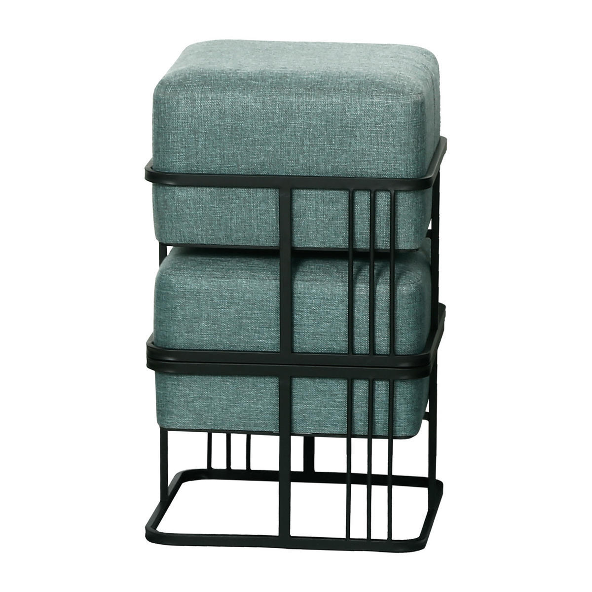 SADA STOLIČEK 2 KS Tas - černá/zelená barva, kov/kompozitní dřevo (38/38/38cm) - [en.casa]