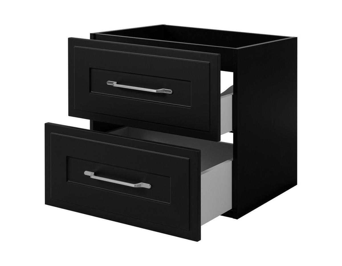 WASCHTISCHUNTERSCHRANK im klassischen Stil, schwarz, 60 x 57 x 46 cm - Silberfarben/Schwarz, Holzwerkstoff (60/57/46cm) - 3XE LIVING