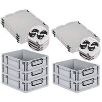 EUROBOX 5x NextGen Color mit Auflagedeckel 12x30x40 cm 11 Liter Grau Griffe schwarz zu - Schwarz/Grau, Kunststoff (30/12/40cm) - PROREGAL