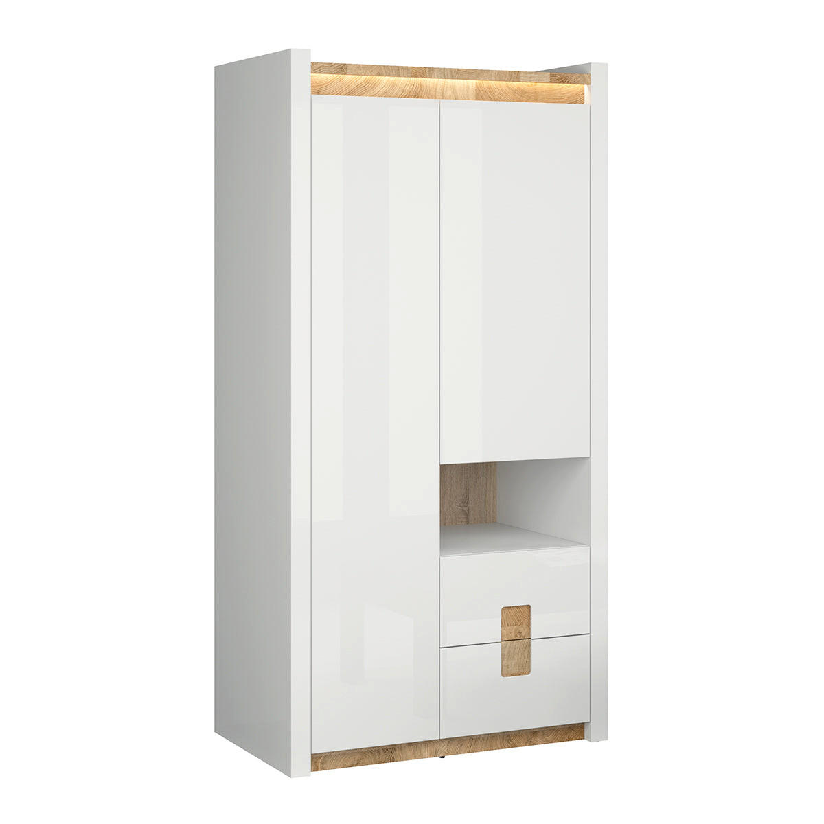SKRIŇA 2 dvere Helios Biela a drevo - biela, kompozitné drevo (102/201/60cm) - Petits-meubles