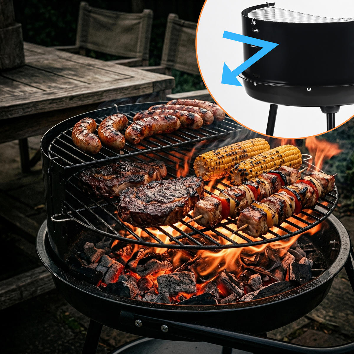 HOLZKOHLEGRILL - Schwarz, Kunststoff/Metall (47/77/59cm) - Relaxdays