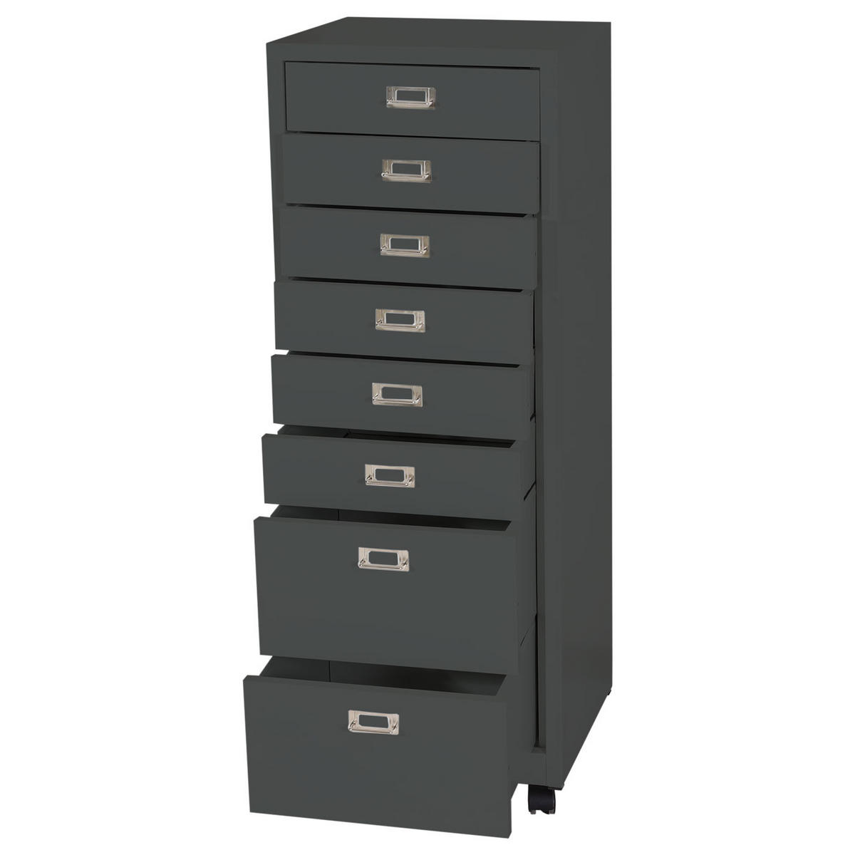 ROLLCONTAINER HxBxT 115x40x41cm Metall 8 Schubladen Dunkelgrau - Dunkelgrau, Metall (40/115/41cm) - PROREGAL