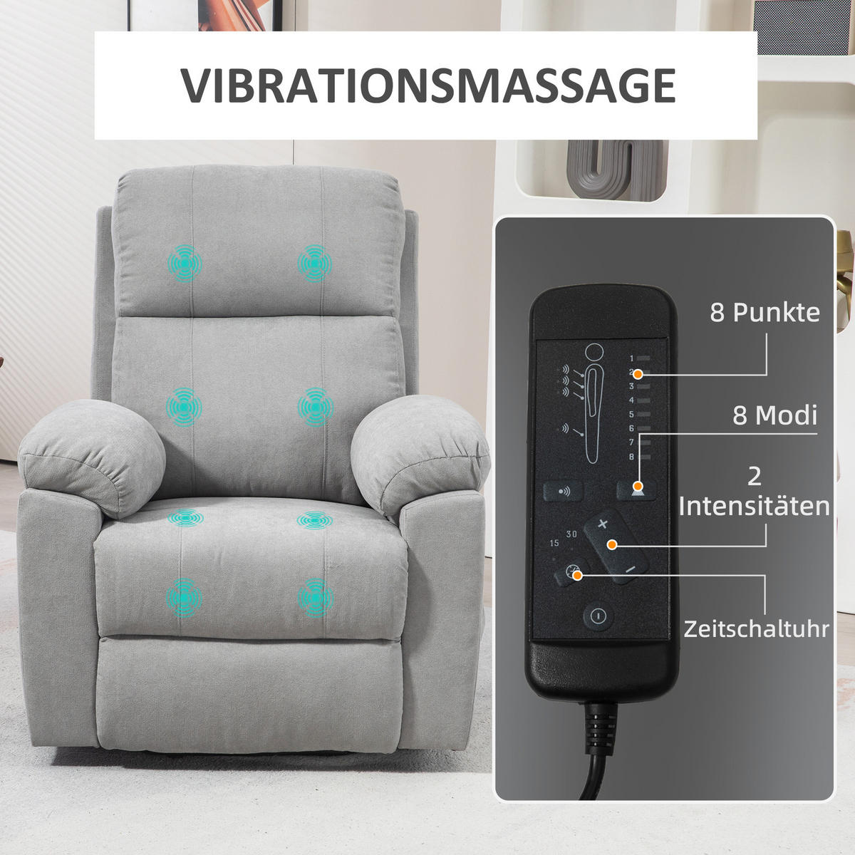 FERNSEHSESSEL mit Aufstehhilfe Elektrisch Relaxsessel mit Liegefunktion Hellgrau - Hellgrau/Schwarz, Textil/Metall (99/103/89cm) - HOMCOM