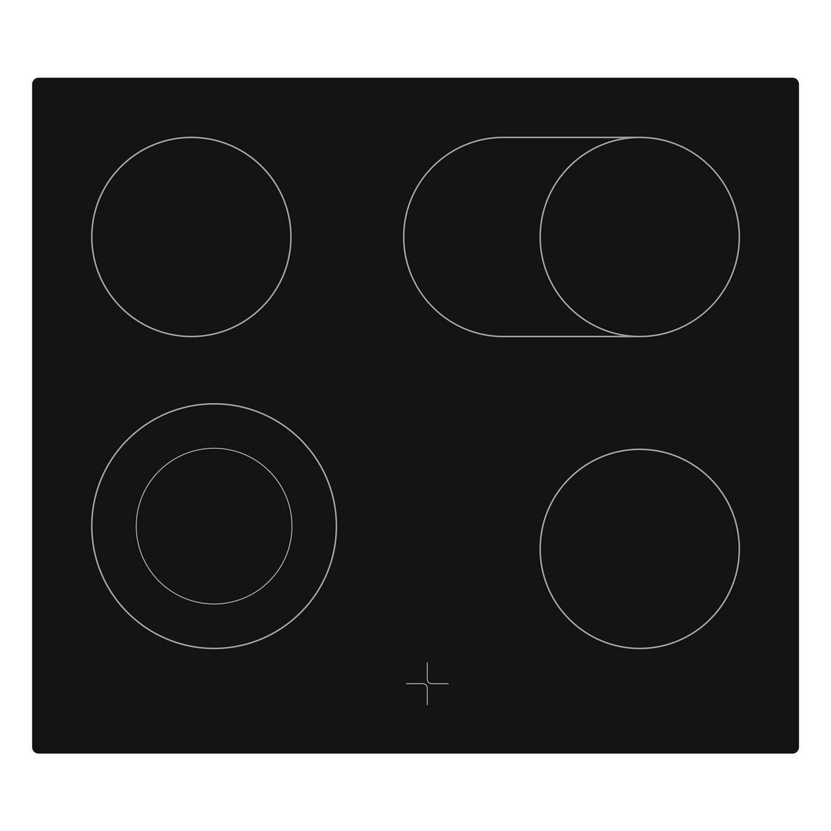 HERDSET, Backofen mit Grill und Umluft, Rahmenloses Glaskeramik-Kochfeld mit 4 Zonen, Hot Air Shield, 65 Liter, 60 cm, Edelstahl - Schwarz, Keramik/Metall (59.5/59.5/57cm) - Telefunken