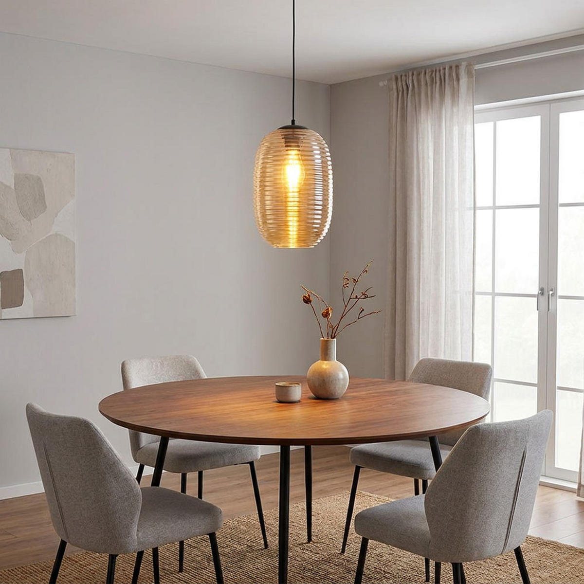 PENDELLEUCHTE Metall Schwarz Orange - Orange, Glas (20/20/120cm) - Globo Lighting