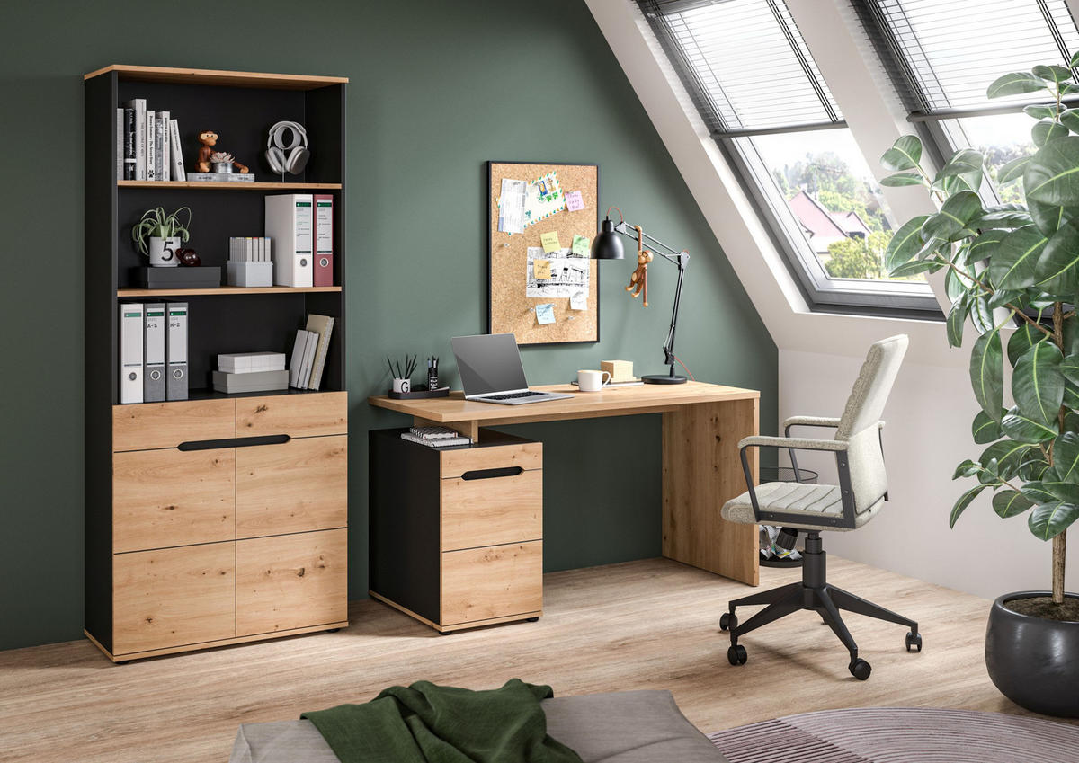 SCHREIBTISCH Canu Artisan 140/60/75 cm - Grau, Holzwerkstoff (60/140/75cm) - Xonox