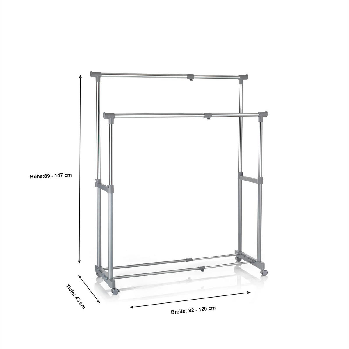 GARDEROBENWAGEN CASA - Grau, Metall (82/89/43cm) - CARO-Möbel