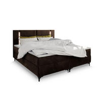 BOXBETT ALBA 140x200 cm mit Matratze und Topper - Braun - Braun, Holz (140/200cm) - MASSENO