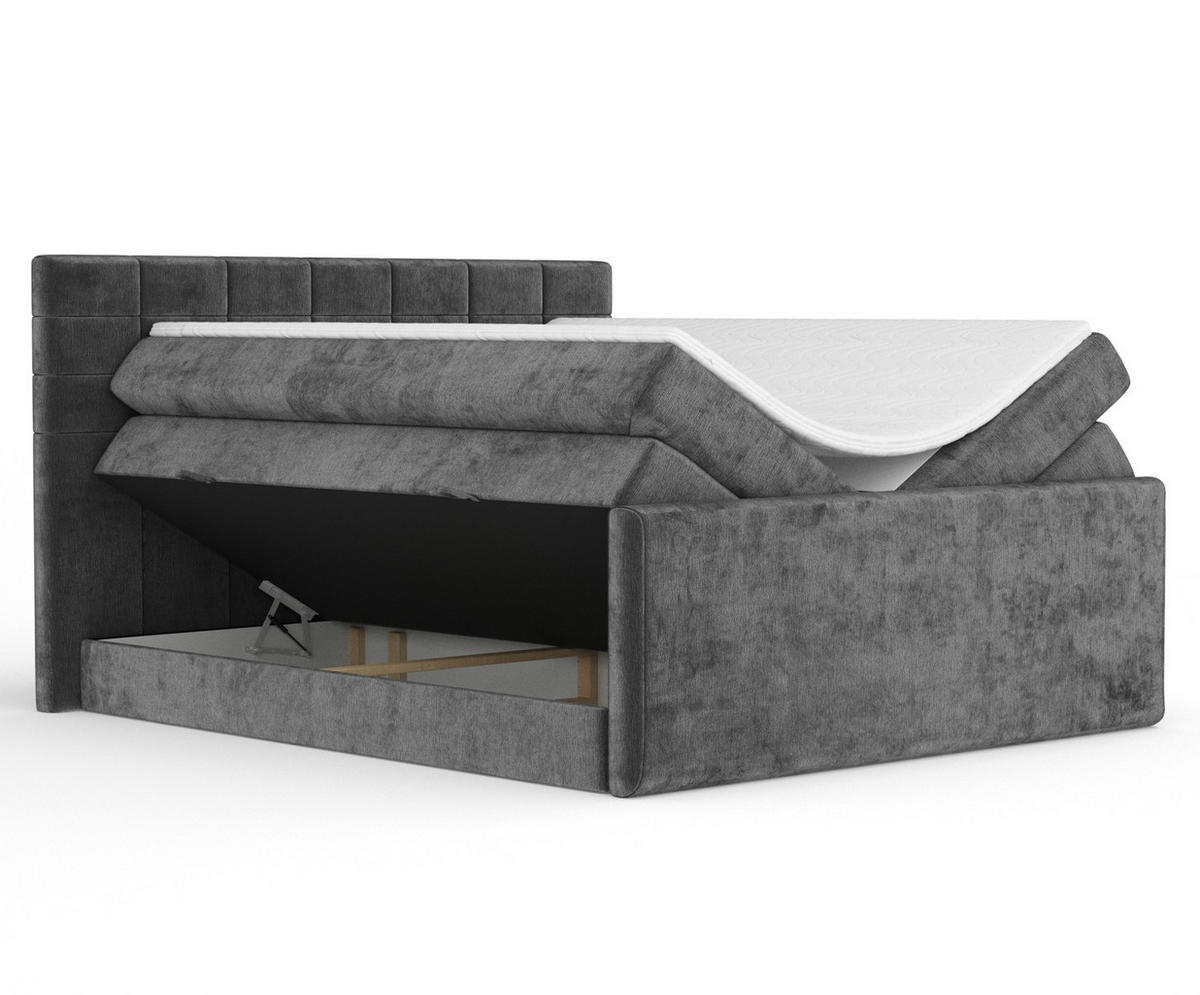 BOXSPRINGBETT Ava Anthrazit 200/200 cm - Anthrazit/Schwarz, Holz/Holzwerkstoff (200/200cm) - Maison de Reve