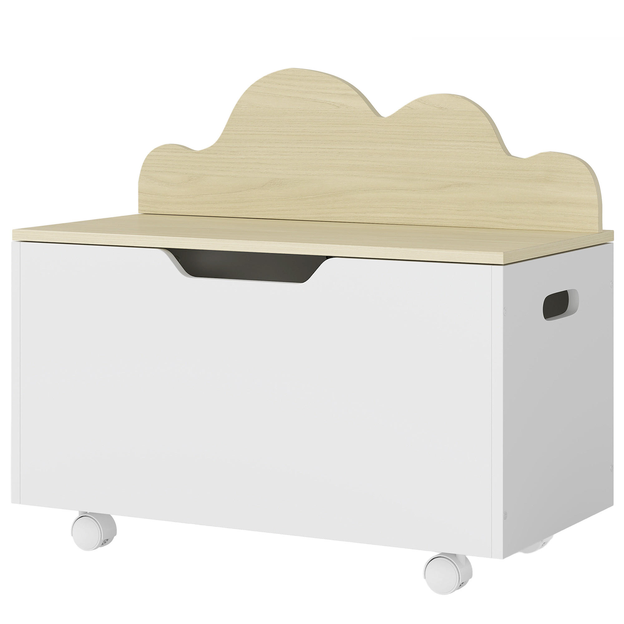 SPIELZEUGTRUHE DE-17272 mit Rollen & Sicherheitsscharnier Weiß - Weiß, Holzwerkstoff (30/59cm) - ComfortXL