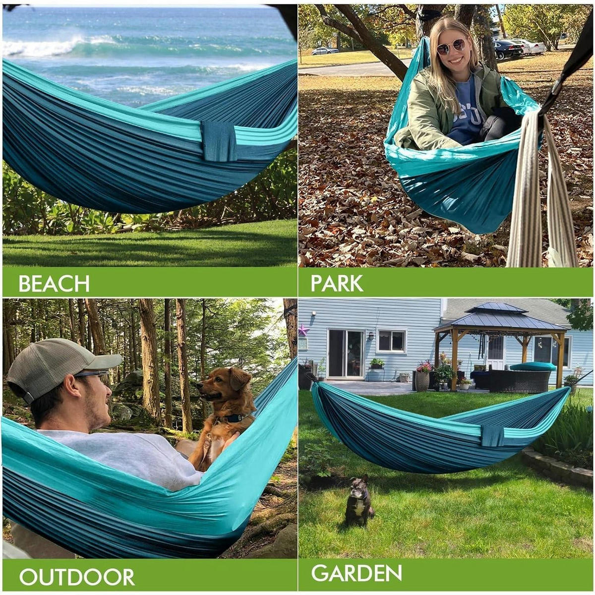 HÄNGEMATTE Outdoor Camping 2 Personen 300 x 200 cm Blau - Multicolor, Textil (200/2.5/300cm)