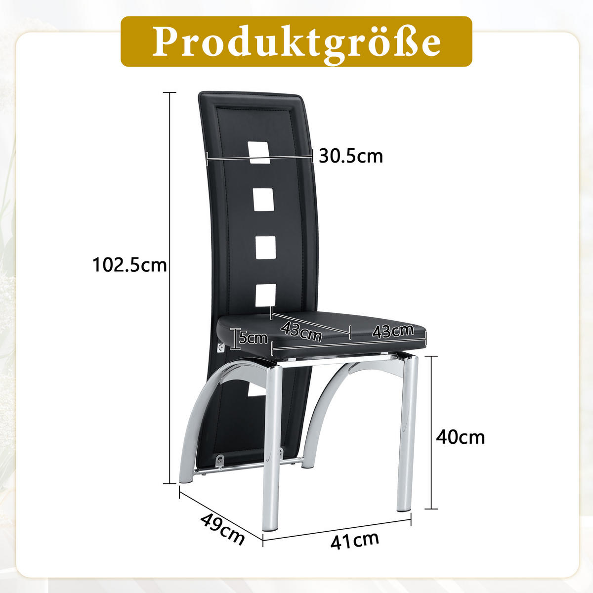 STUHL mit LED modernes Design Mehrfarbig 49x43x102.5 cm Leder 2er-Set - Multicolor, Leder (49/102.5/43cm) - SONNENH