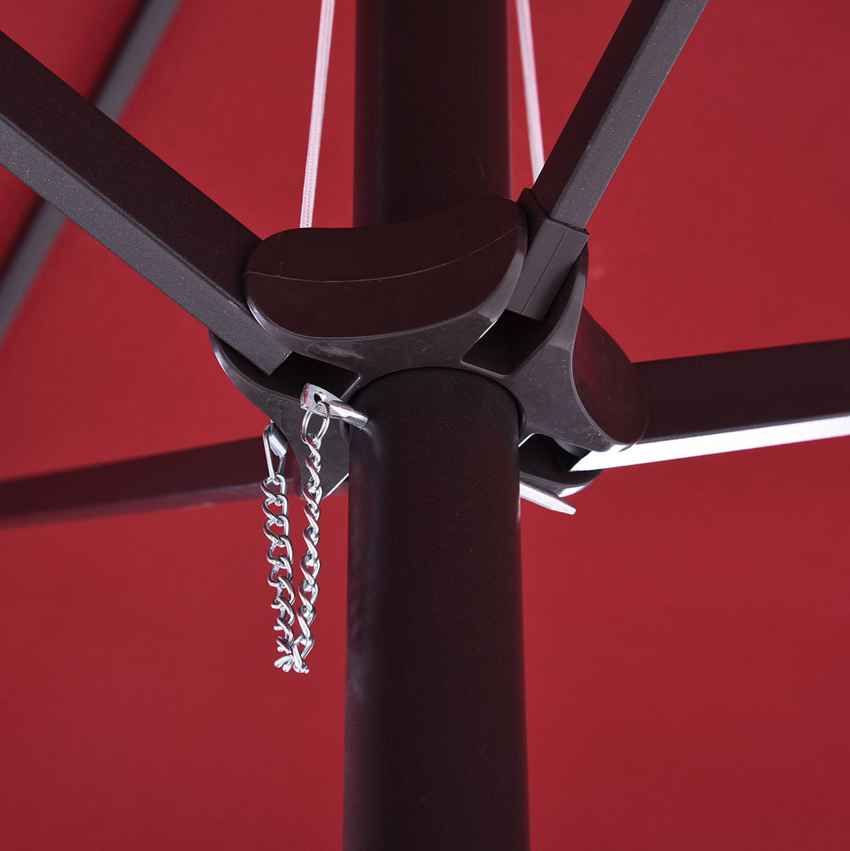 DOPPEL-SONNENSCHIRM aus Stahl 460x270x240 cm in Rot mit Handkurbel - Rot, Metall (270/460cm) - Modfu