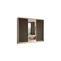KLEIDERSCHRANK mit Spiegel-Schiebetüren und Aluminium-Leisten - LAMELO - 240 cm Weiß+Grau+Grau - Weiß/Grau, Holzwerkstoff (240/216/61cm) - ALTDECOR