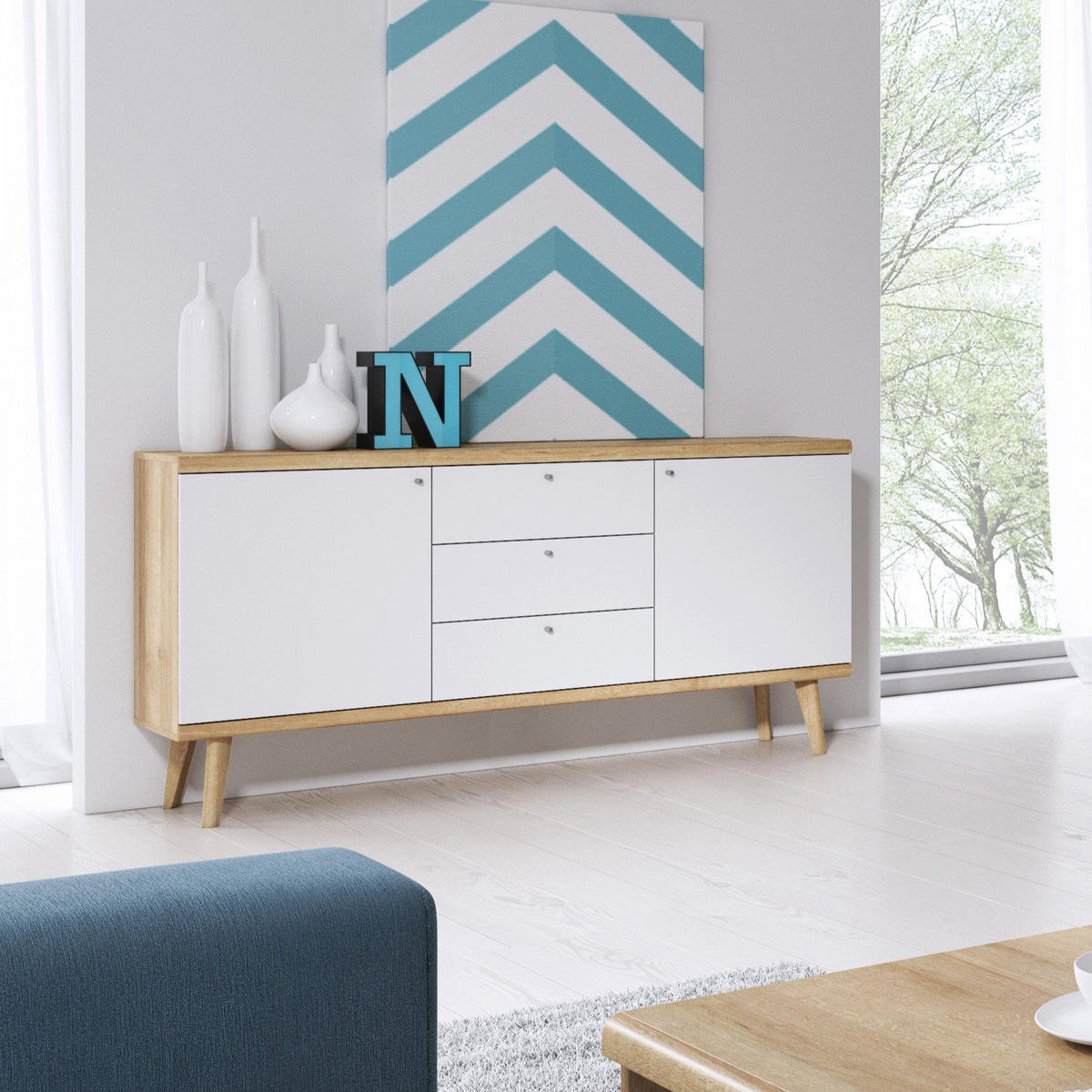 KOMMODE Lato - Braun, Holzwerkstoff (160/83/40cm) - Pillovely