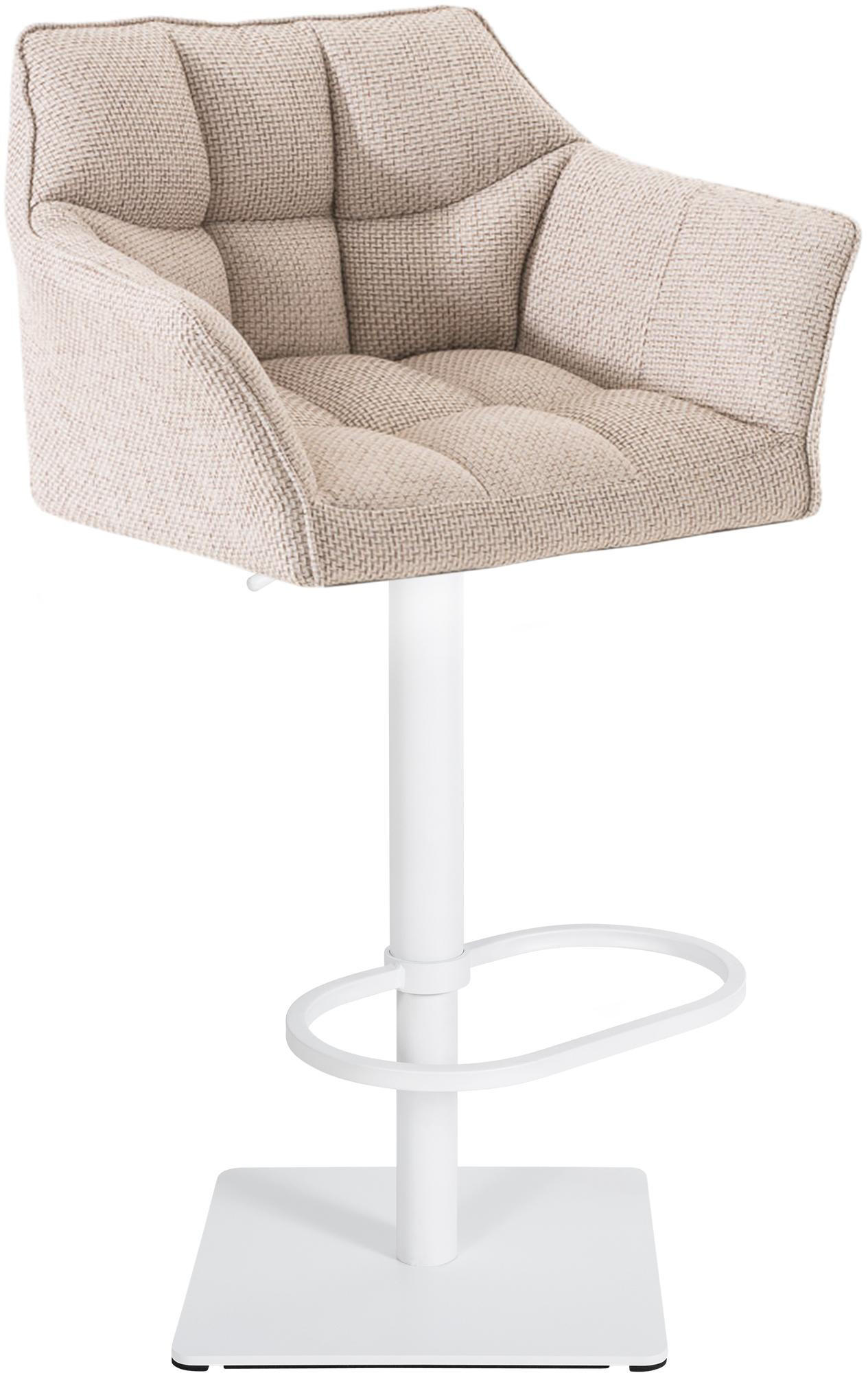 BARHOCKER Stoff Elfenbein - Creme/Weiß, Textil/Metall (64/88/45cm) - CLP