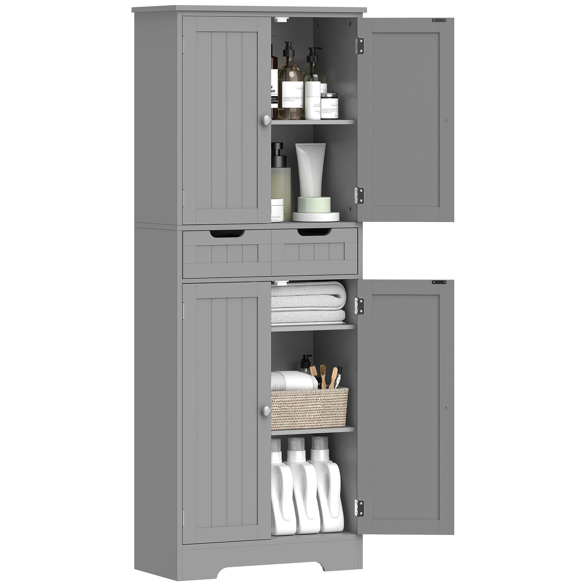 MIDISCHRANK DE-12543 60/30/160 cm Grau - Grau, Holzwerkstoff (30/160/60cm) - ComfortXL
