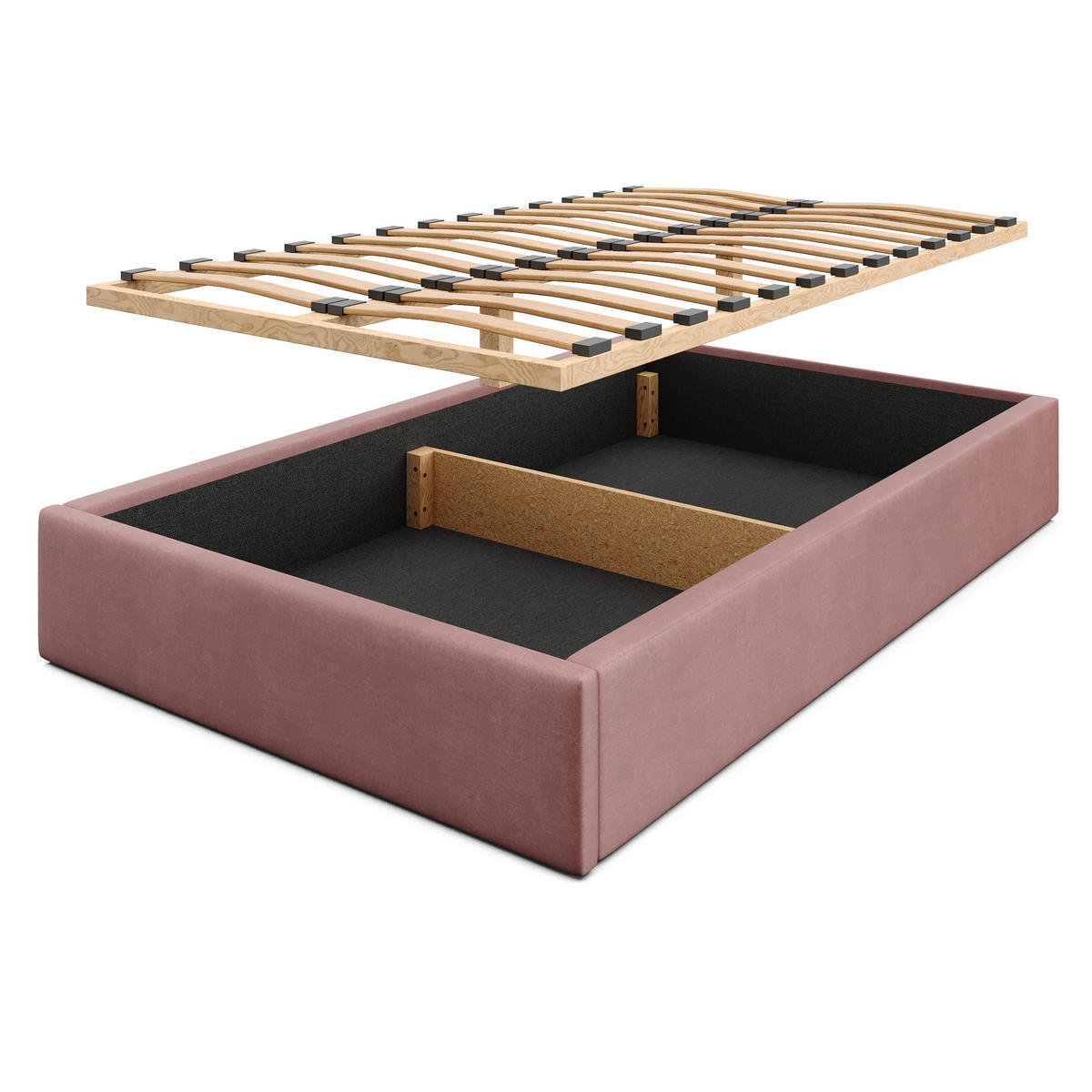 POLSTERBETT 120x200cm Bett mit Stauraum Lattenrost Altrosa - Altrosa, Holz/Holzwerkstoff (120/200cm) - Muralo