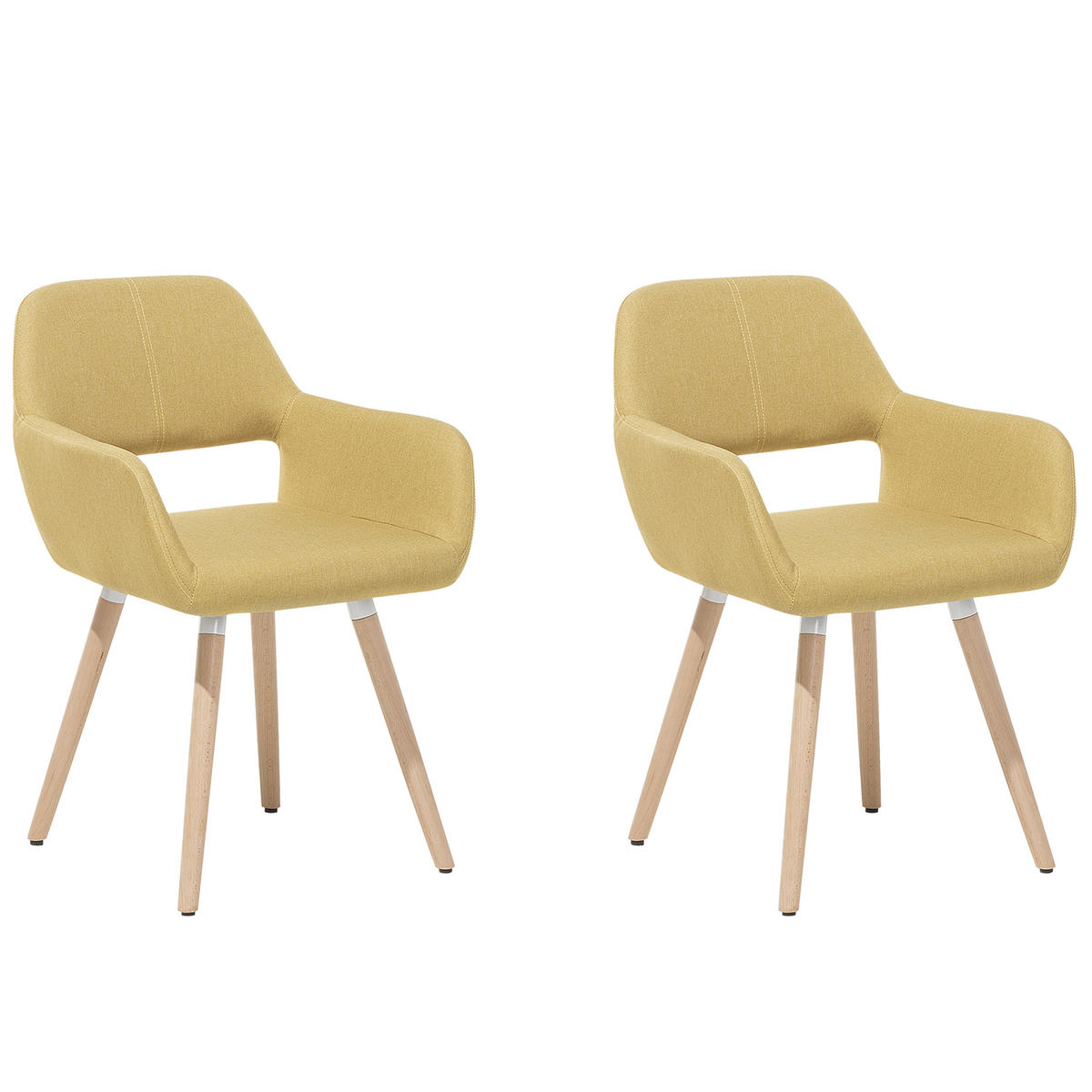 ESSZIMMERSTUHL 2er-Set Polsterbezug Gelb Chicago - Gelb, Holz/Textil (56/81/56cm) - Beliani