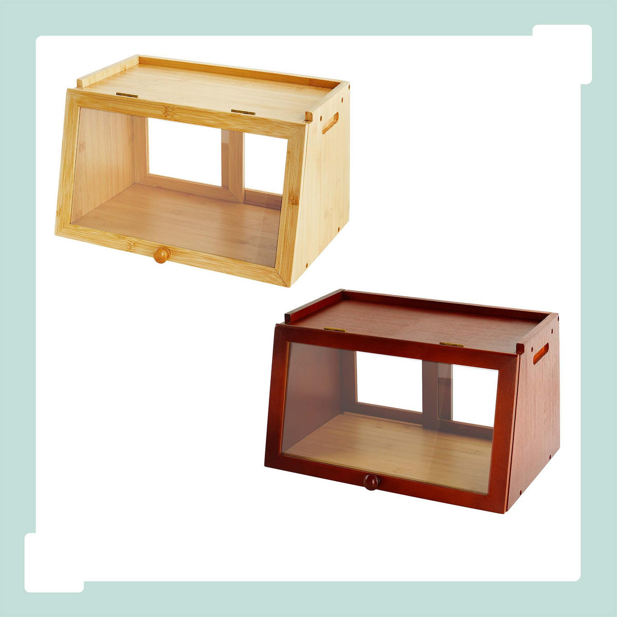 CUTIE PENTRU PÂINE Maro închis bambus fereastră acrilică - maro închis, material plastic/lemn (39/23/26cm) - Relaxdays
