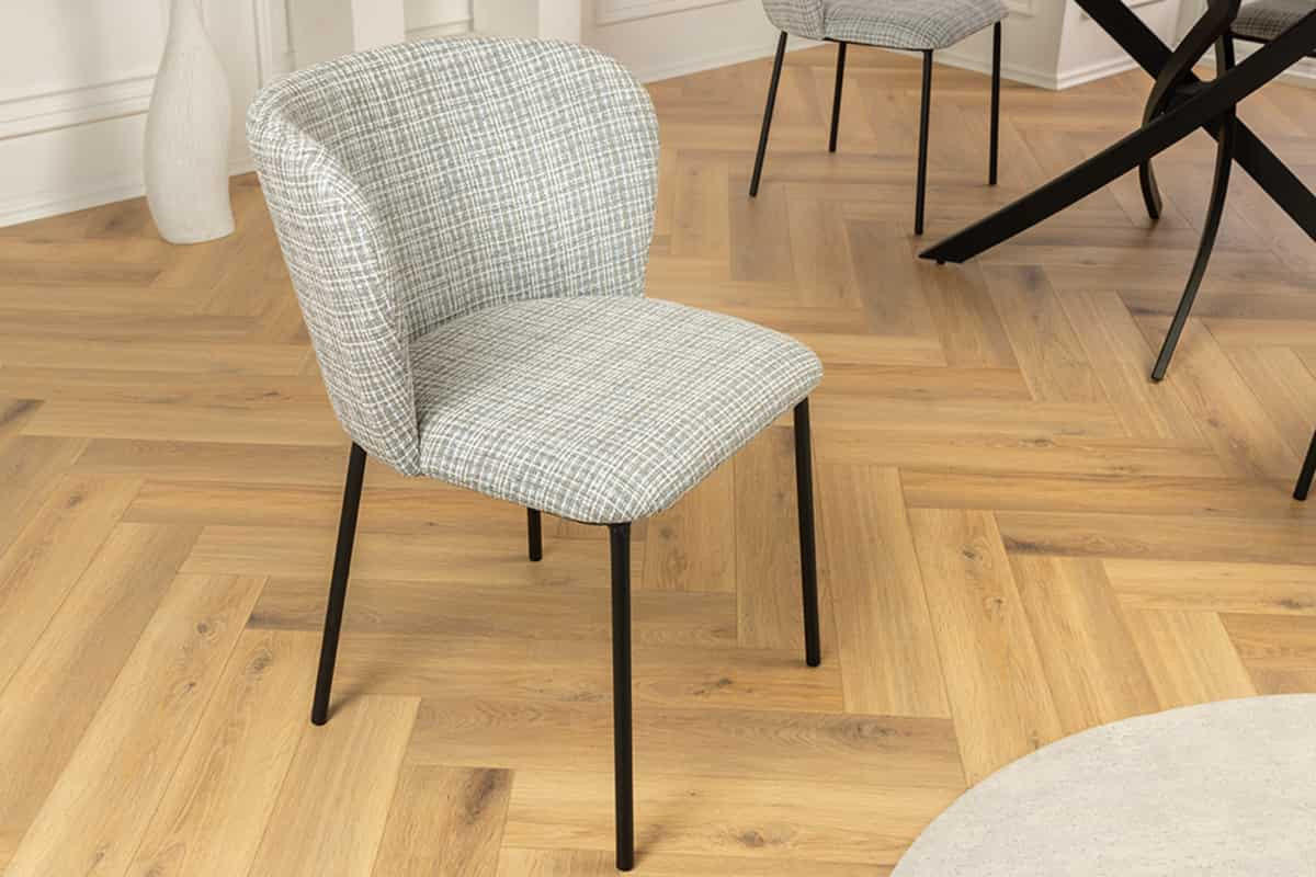 STUHL LYON Bouclé 75 cm - Blau/Schwarz, Textil/Metall (54/75/58cm) - riess-ambiente