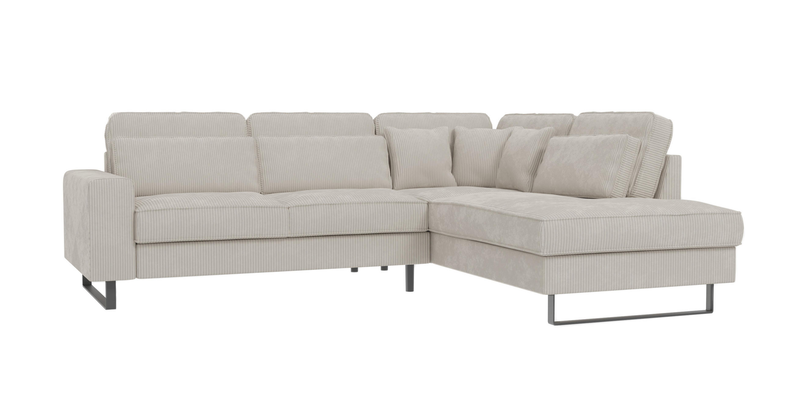 ECKSOFA Floe Beige Cord - Beige/Schwarz, Holz/Kunststoff (290/231cm) - S-Style Möbel