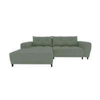 ECKSOFA Massimo Strukturstoff Salbeigrün inkl. Schlaffunktion Links - Salbeigrün/Schwarz, Textil/Metall (246/177cm) - 99rooms