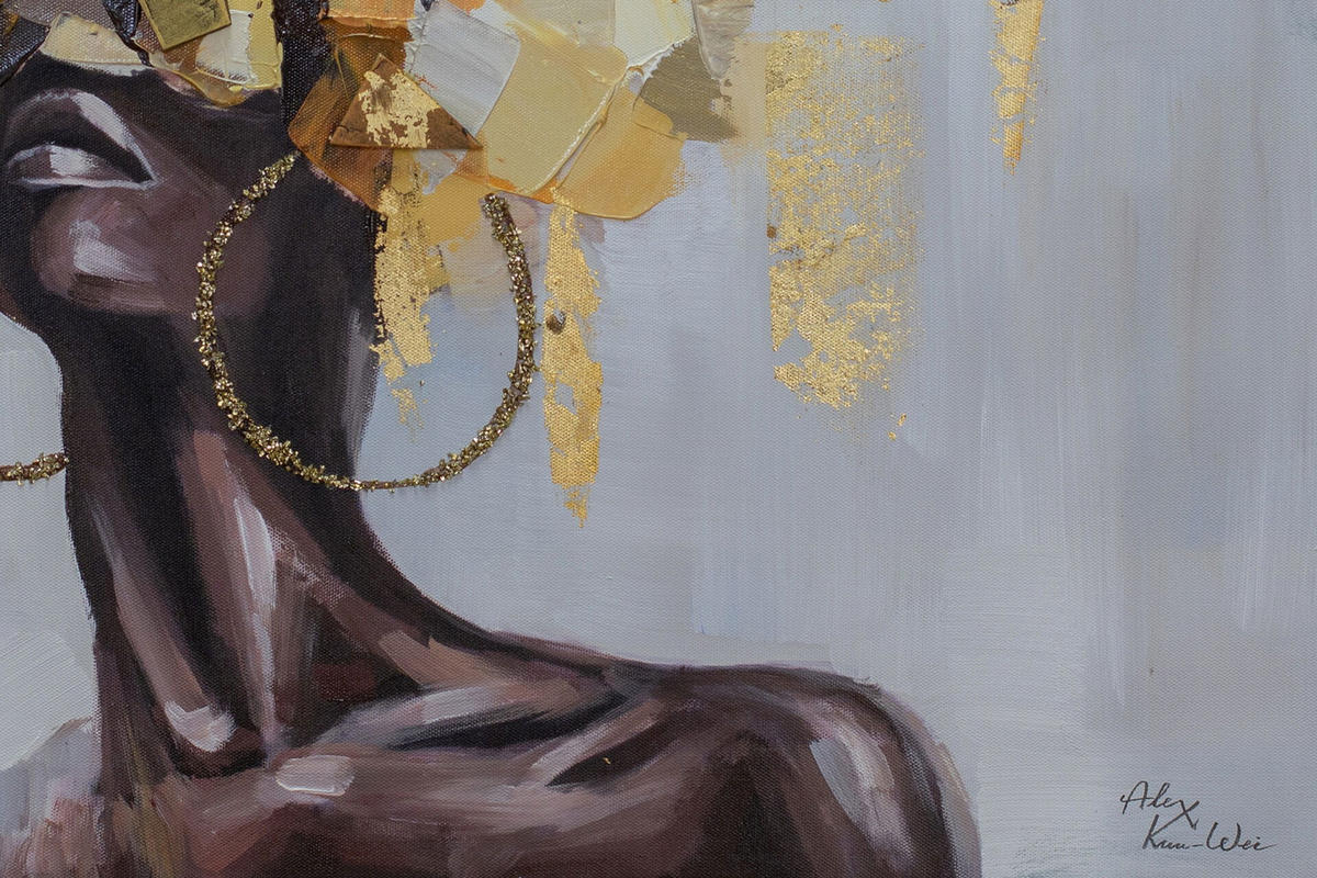 ACRYLBILD HANDGEMALT 60/60 cm - Gelb/Grau, Holz/Textil (60/60cm) - KUNSTLOFT