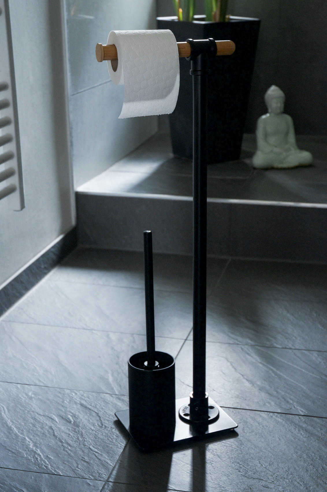 TOILETTENPAPIERSTÄNDER Forli schwarz - Schwarz, Metall (25/72.5/15cm)