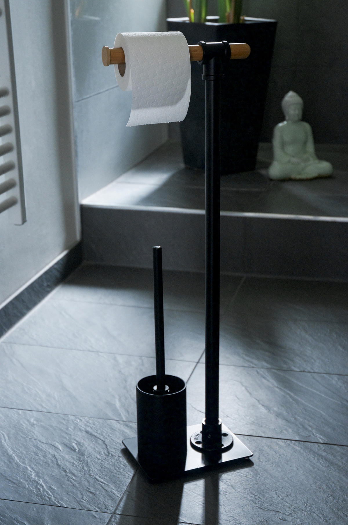 TOILETTENPAPIERSTÄNDER Forli schwarz - Schwarz, Metall (25/72.5/15cm)