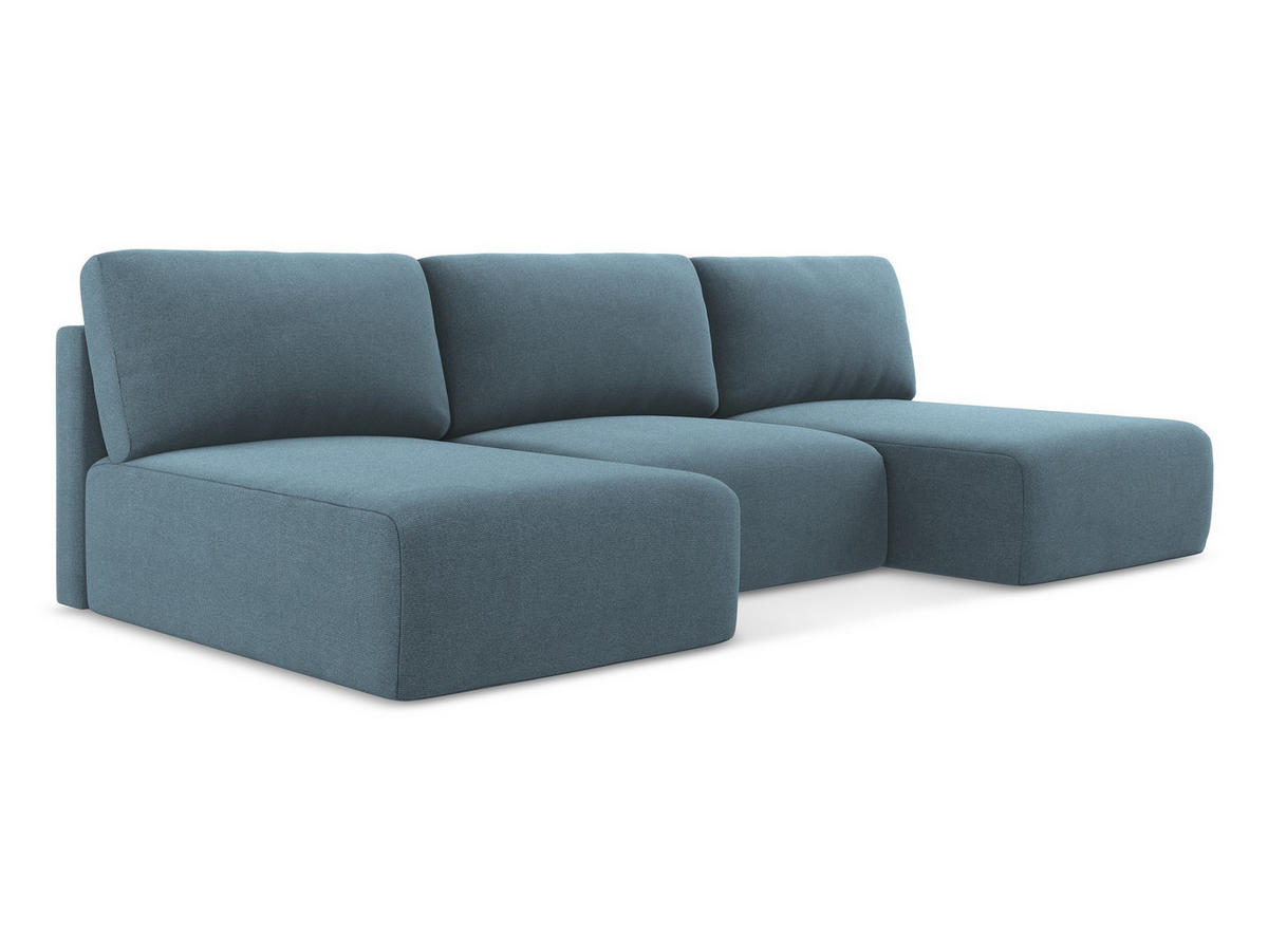 WOHNLANDSCHAFT Strukturstoff Stoff Blau - Blau/Schwarz, Kunststoff/Textil (304/79/149cm) - Makamii