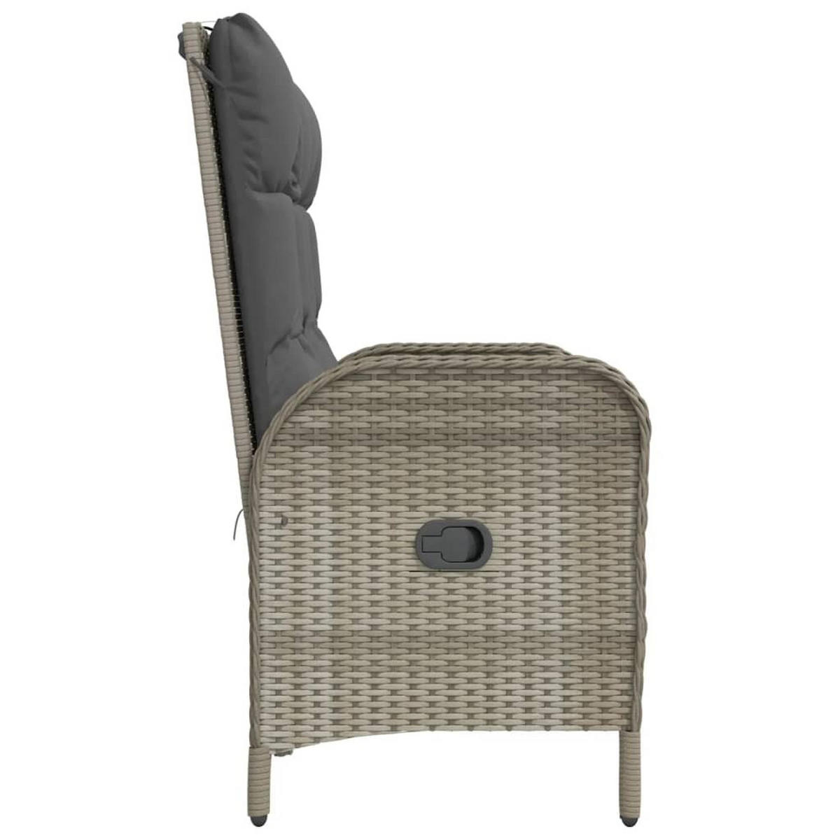 GARTENBANK mit Liegefunktion und Kissen, 107/62,5/109 cm, aus Poly Rattan, Grau - Grau, Kunststoff (107/109/62.5cm) - vidaXL
