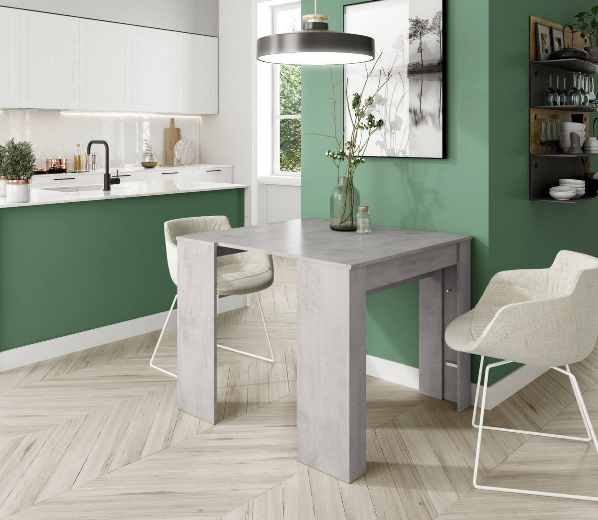 TISCH Ausziehbar Zement 51/90/78 cm - Grau, Holzwerkstoff (90/78/51cm) - DMORA
