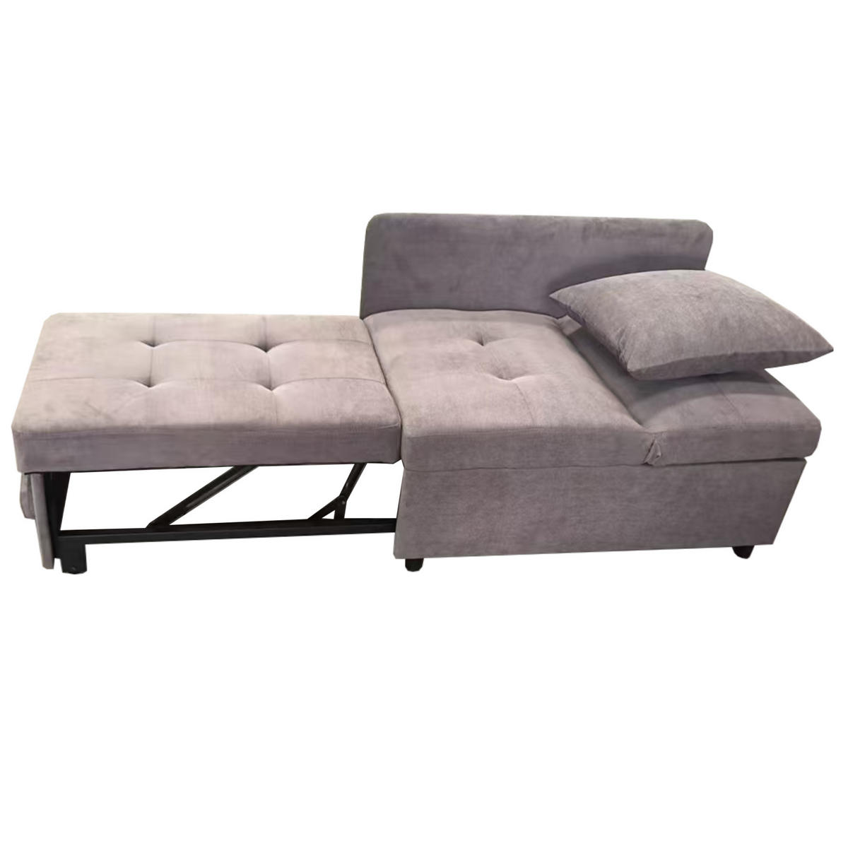 SCHLAFSOFA 3-in-1 mit verstellbarer Rückenlehne 177 x 68 cm Leinen Grau - Grau, Metall (68/65/177cm) - Meubliv